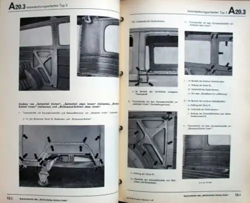 Volkswagen T2 Transporter "Aufbau - Instandsetzungsarbeiten" 1969 Werkstatt-Handbuch im original VW-Ordner (7964)