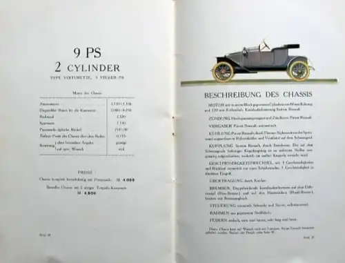 Renault Modellprogramm 1909 Automobilprospekt (7995)