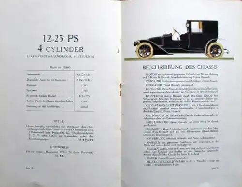 Renault Modellprogramm 1909 Automobilprospekt (7995)