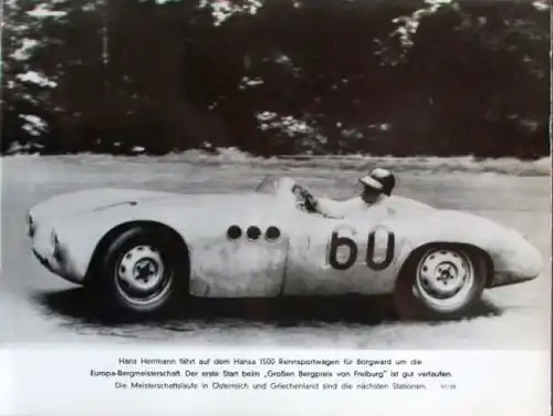 Borgward Hansa 1500 Rennsportwagen mit Hans Hermann "Großer Bergpreis Freiburg" 1956 Werksfoto (8374)