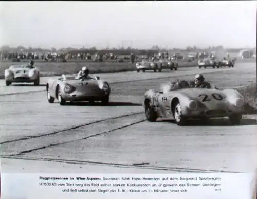 Borgward Hansa 1500 RS mit Hans Hermann "Flugplatzrennen Wien-Aspern" 1958 Werksfoto (8386)