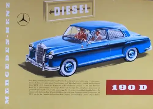 Mercedes-Benz 190 D Modellprogramm 1958 Automobilprospekt (3470)