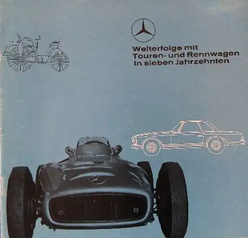Mercedes-Benz Modellprogramm 1963 "Welterfolge in 7 Jahrzehnten" Automobilprospekt (8931)