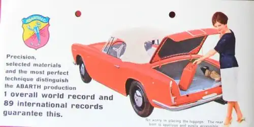 Abarth 1600 Cabriolet Modellprogramm 1963 Automobilprospekt (8298)