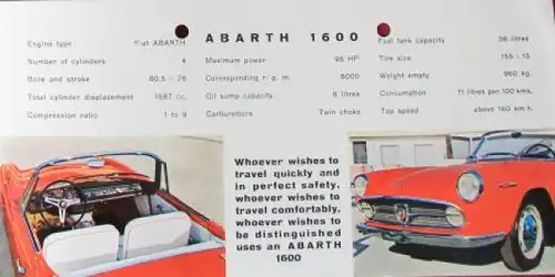 Abarth 1600 Cabriolet Modellprogramm 1963 Automobilprospekt (8298)