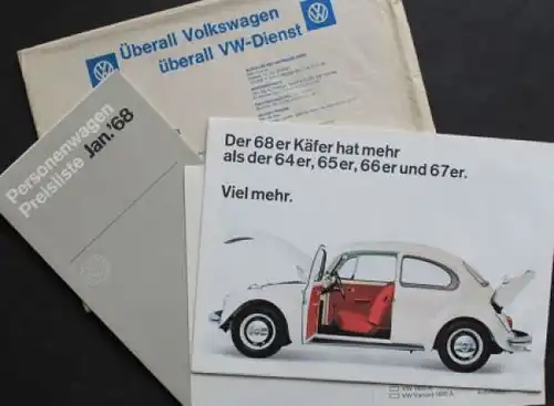 Volkswagen Käfer Modellprogramm 1968 + Preisliste Automobilprospekt (7940)