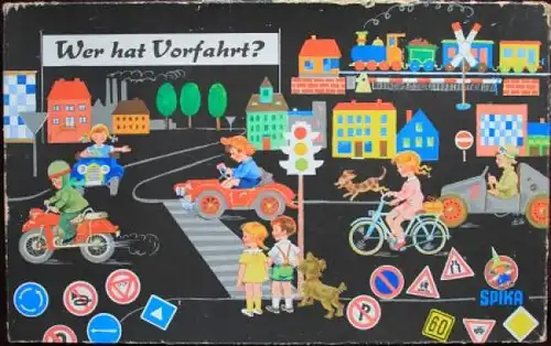 Spika "Wer hat Vorfahrt" 1955 Verkehrs-Brettspiel in Originalkarton (8935)