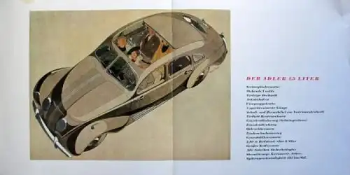 Adler 2,5 Liter Modellprogramm 1939 Reuters-Motive Automobilprospekt (4301)