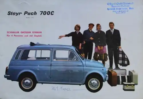 Steyr Puch 700 C Kombiwagen Modellprogramm 1960 Automobilprospekt (7258)