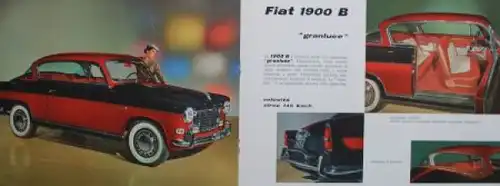 Fiat 1900 B Granluce Modellprogramm 1956 Automobilprospekt (3836)