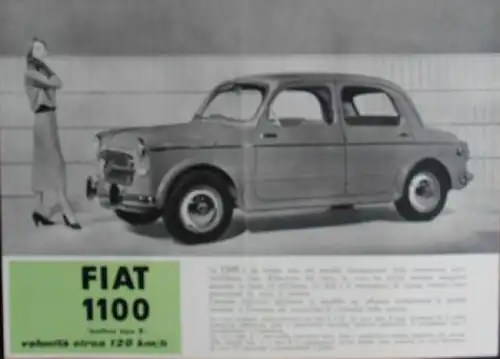 Fiat 1100 Berlina B Modellprogramm 1955 Automobilprospekt (4352)
