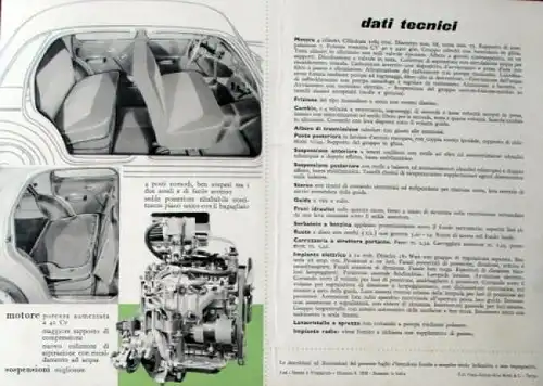 Fiat 1100 Berlina B Modellprogramm 1955 Automobilprospekt (4352)