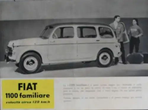 Fiat 1100 Familiare Modellprogramm 1955 Automobilprospekt (8442)