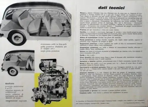 Fiat 1100 Familiare Modellprogramm 1955 Automobilprospekt (8442)