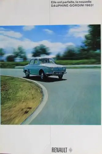 Renault Dauphine Gordini Modellprogramm 1963 Automobilprospekt (8091)