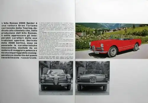 Alfa Romeo 2000 Spider Modellprogramm 1960 Automobilprospekt (3851)