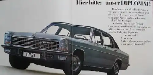 Opel Diplomat Modellprogramm 1969 Automobilprospekt (7529)