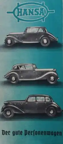 Borgward Hansa Modellprogramm 1936 "Der gute Personenwagen" Automobilprospekt (7370)