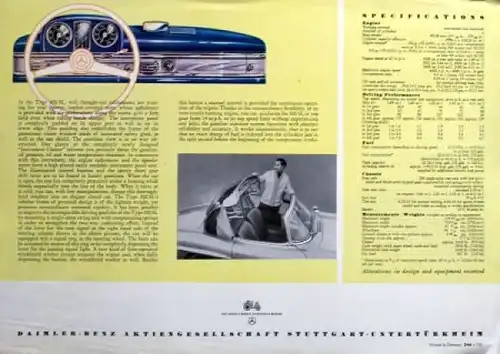 Mercedes-Benz 300 SL Roadster Coupe Modellprogramm 1959 Automobilprospekt (0190)
