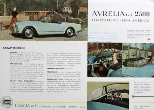 Lancia Aurelia G.T. 2500 Convertible Modellprogramm 1955 Automobilprospekt (0570)