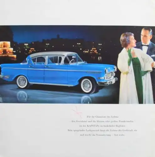 Opel Kapitän Modellprogramm 1959 "Form der Zeit" Automobilprospekt (8369)