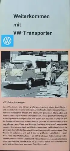 Volkswagen T1 Transporter Modellprogramm 1958 "Weiterkommen mit Transporter" Automobilprospekt (0462)