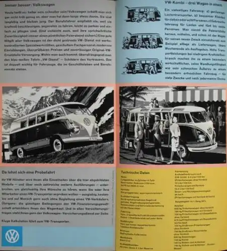Volkswagen T1 Transporter Modellprogramm 1958 "Weiterkommen mit Transporter" Automobilprospekt (0462)