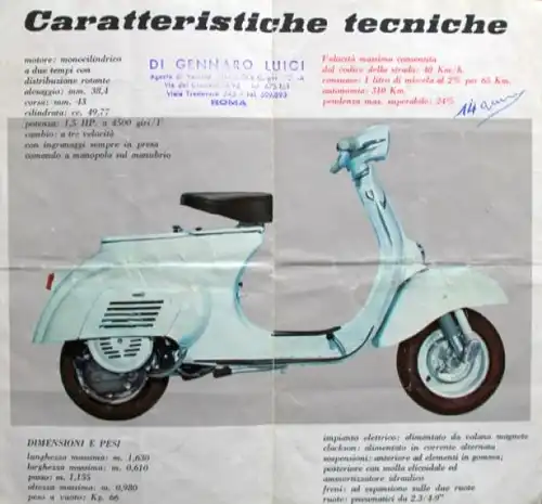 Vespa 50 Motorroller Modellprogramm 1964 Motorradprospekt (2646)