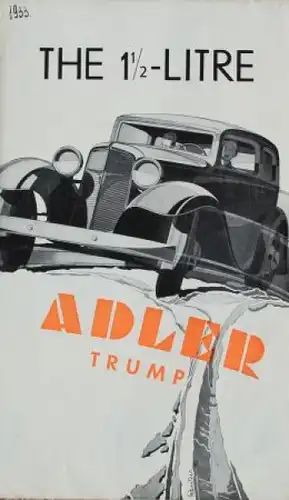 Adler Trump 1,5 Litre Modellprogramm 1933 Reuters Motiv Automobilprospekt (7678)