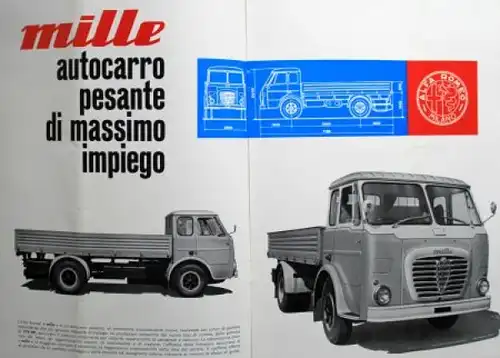 Alfa Romeo Mille Modellprogramm 1960 Lastwagenprospekt in Originalmappe (8691)