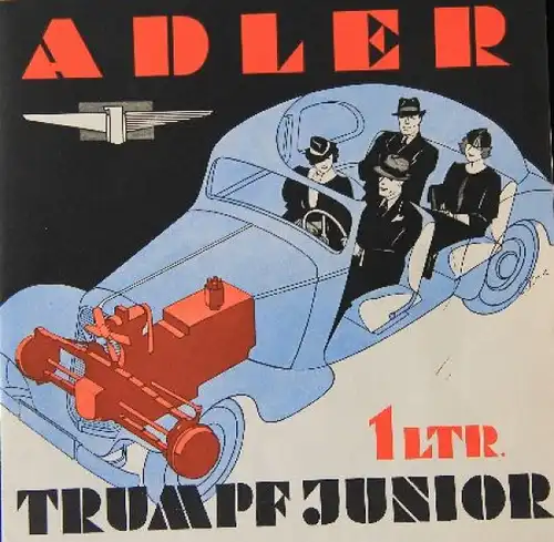 Adler Trumpf Junior 1 Liter Modellprogramm 1936 Automobilprospekt (7674)