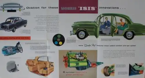 Austin Morris Isis 6 Zylinder Modellprogramm 1956 Automobilprospekt (2280)