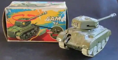 Gama Panzer Medium Tank 1958 Blechmodell mit Friktionsantrieb in Originalkarton (5662)