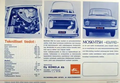 Moskwitsch 408 Elite DeLuxe Modellprogramm 1967 Automobilprospekt (9753)