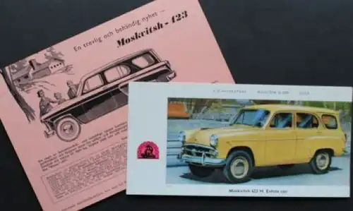 Moskwitsch 423 Kombi Modellprogramm 1964 zwei Automobilprospekte (9729)