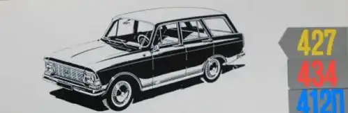 Moskwitsch 412 - 434 Modellprogramm 1968 Automobilprospekt (9722)