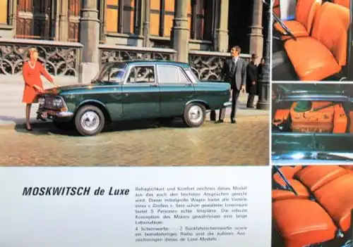 Moskwitsch 1400 Elite Modellprogramm 1968 Automobilprospekt (9719)