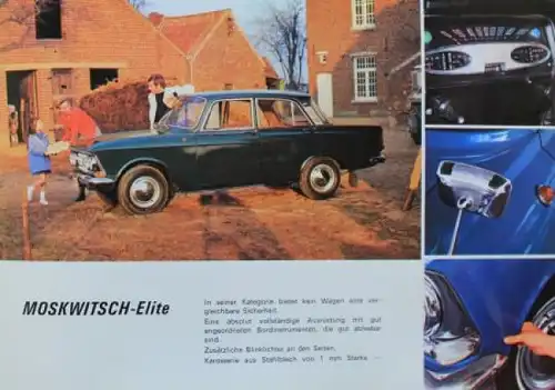 Moskwitsch 1400 Elite Modellprogramm 1968 Automobilprospekt (9719)