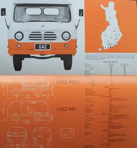 UAZ 451 Transporter Modellprogramm 1964 Lastwagenprospekt (9718)