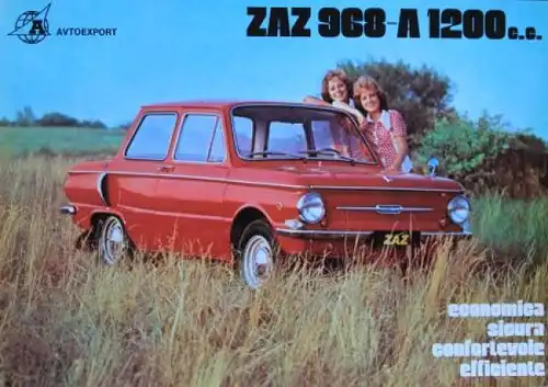 SAS 968 A 1200 Saporoshez Modellprogramm 1974 Automobilprospekt (9714)