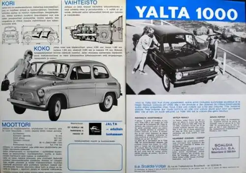 SAS Jalta 1000 Modellprogramm 1966 zwei Automobilprospekte (9709)