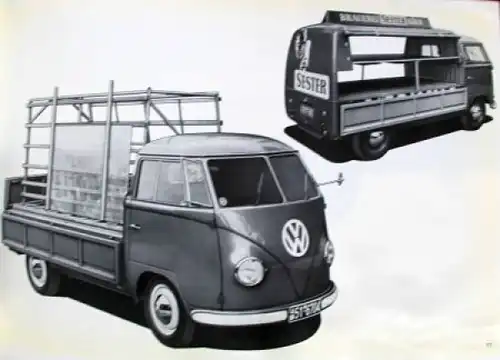 Volkswagen T1 Transporter Modellprogramm 1962 "Zweckvolle Inneneinrichtung" Automobilprospekt (9698)