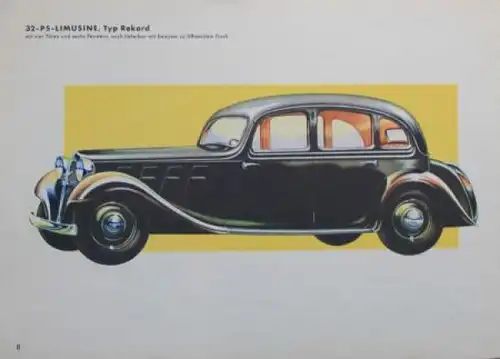 Hanomag Rekord Kurier Limusinen Modellprogramm 1935 Automobilprospekt (9696)