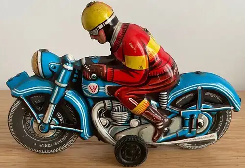 JW Wagner Motorrad 1968 Blechmodell mit Friktionsantrieb (9679)