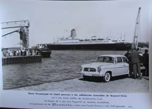 Borgward Isabella mit Norddeutsche Lloyd Schiff Bremen 1959 Werksfoto (9647)