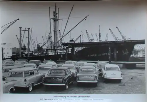 Borgward Isabella bei Verladung Bremer Überseehafen 1956 Werksfoto (9646)