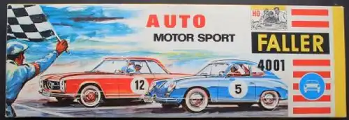 Faller Auto-Motor-Sport Rennbahn 1965 mit 2 Fahrzeugen in Originalkarton (9635)