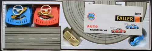 Faller Auto-Motor-Sport Rennbahn 1965 mit 2 Fahrzeugen in Originalkarton (9635)