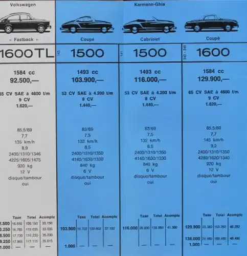 Volkswagen Modellprogramm 1967 zwei Automobilprospekte (9581)