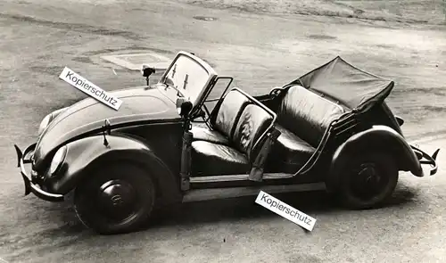 Volkswagen Käfer offener Polizeistreifenwagen 1950 Werksfoto (9542)